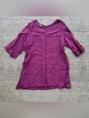 Bryn Walker Burgundy Linen Tunic Womens Size XL Plum